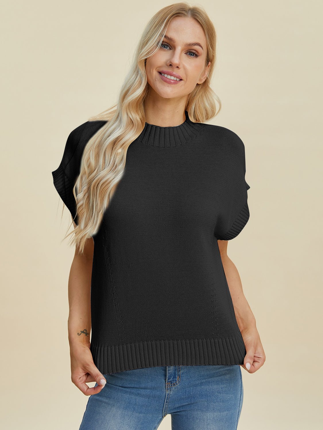 Double Take - Crew Neck Short Sleeve Sweater