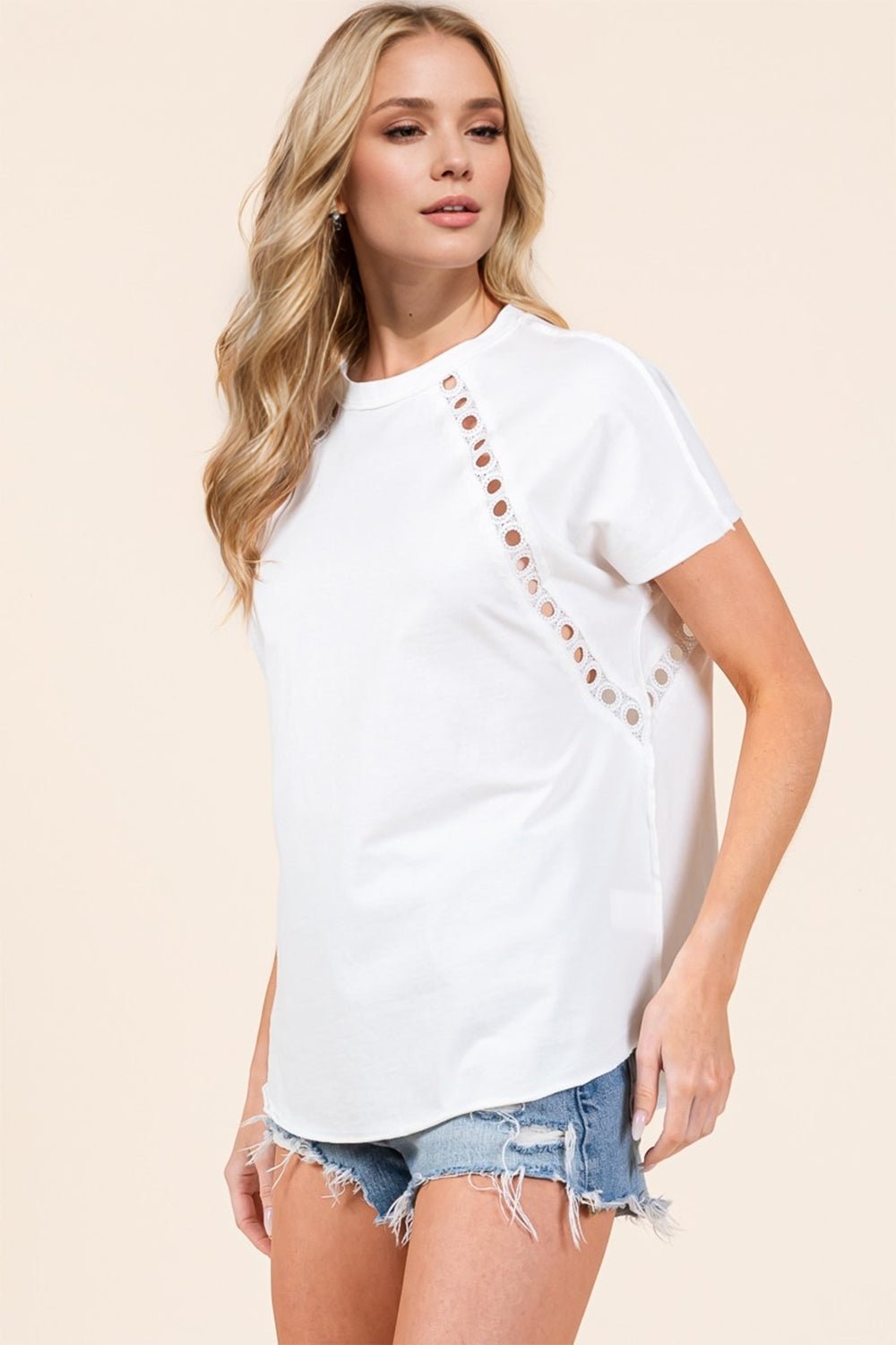 Double Take - Cutout Short Sleeve T-Shirt