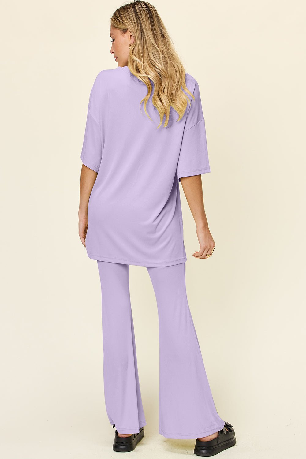 Double Take - Drop Shoulder T-Shirt and Flare Pants Set