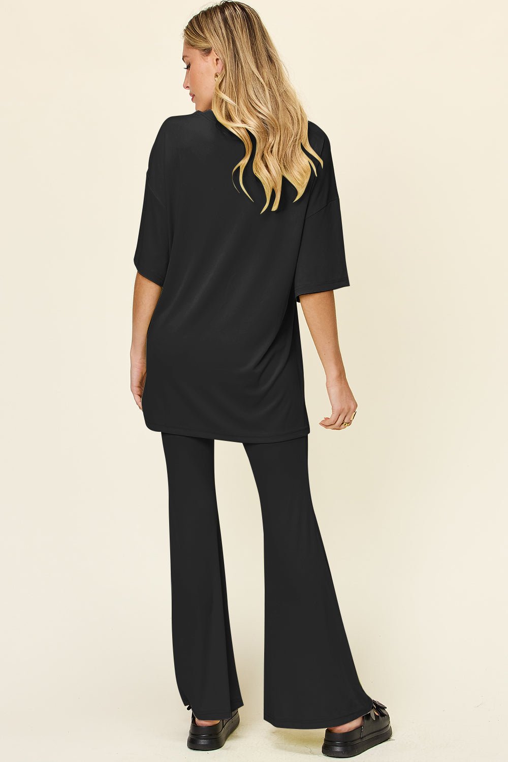 Double Take - Drop Shoulder T-Shirt and Flare Pants Set