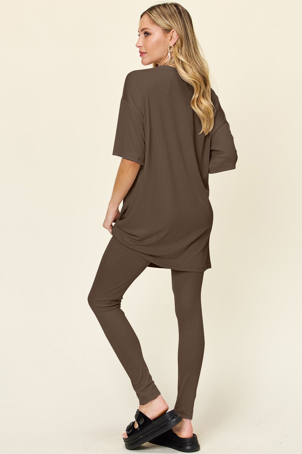 Double Take - Dropped Shoulder T-Shirt and Leggings Set