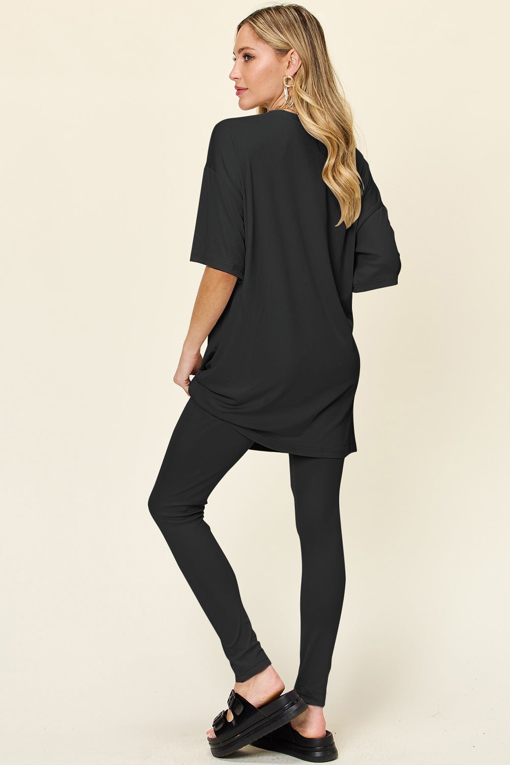 Double Take - Dropped Shoulder T-Shirt and Leggings Set