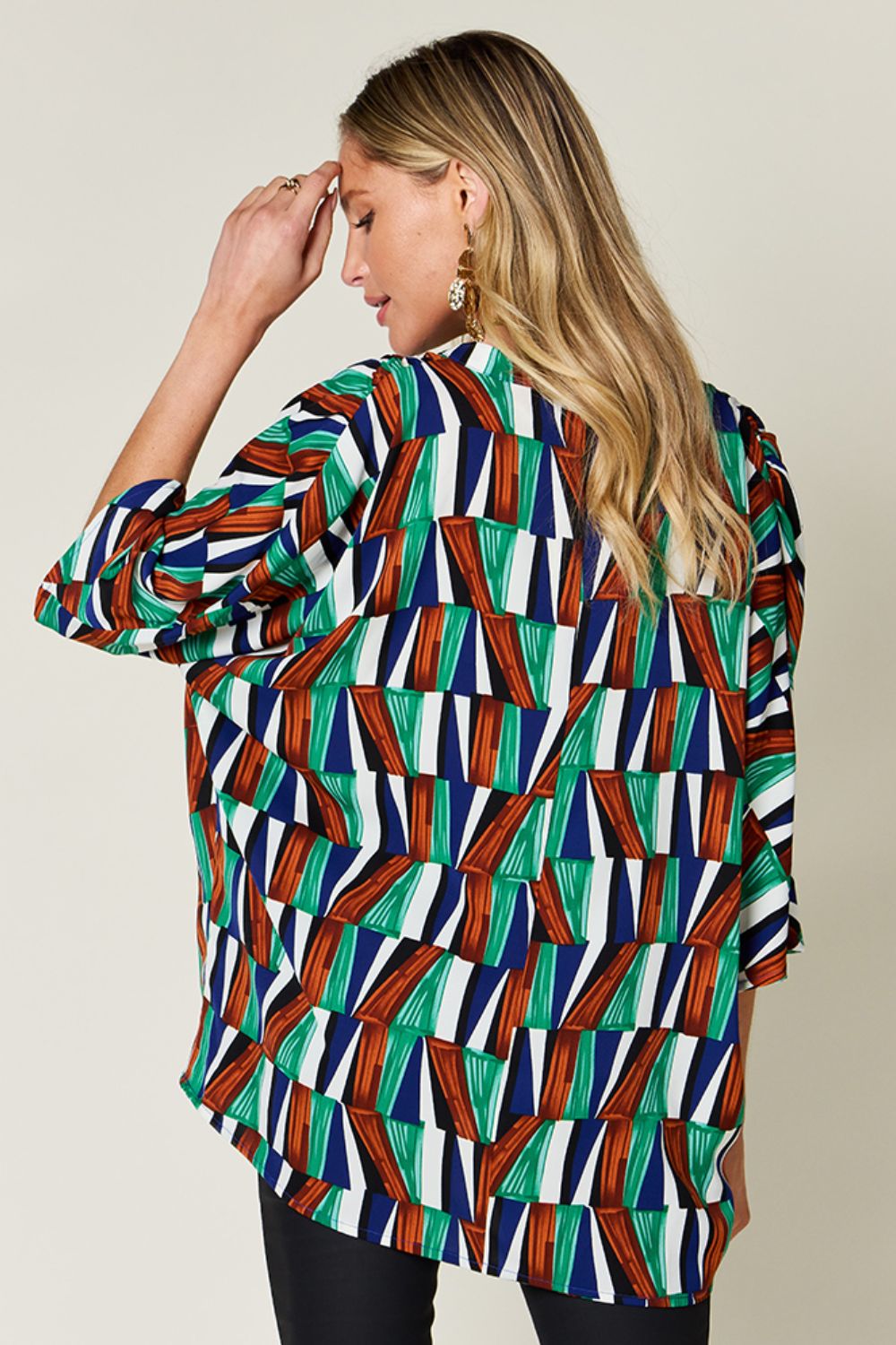 Double Take - Geometric Print Dolman Sleeve Top