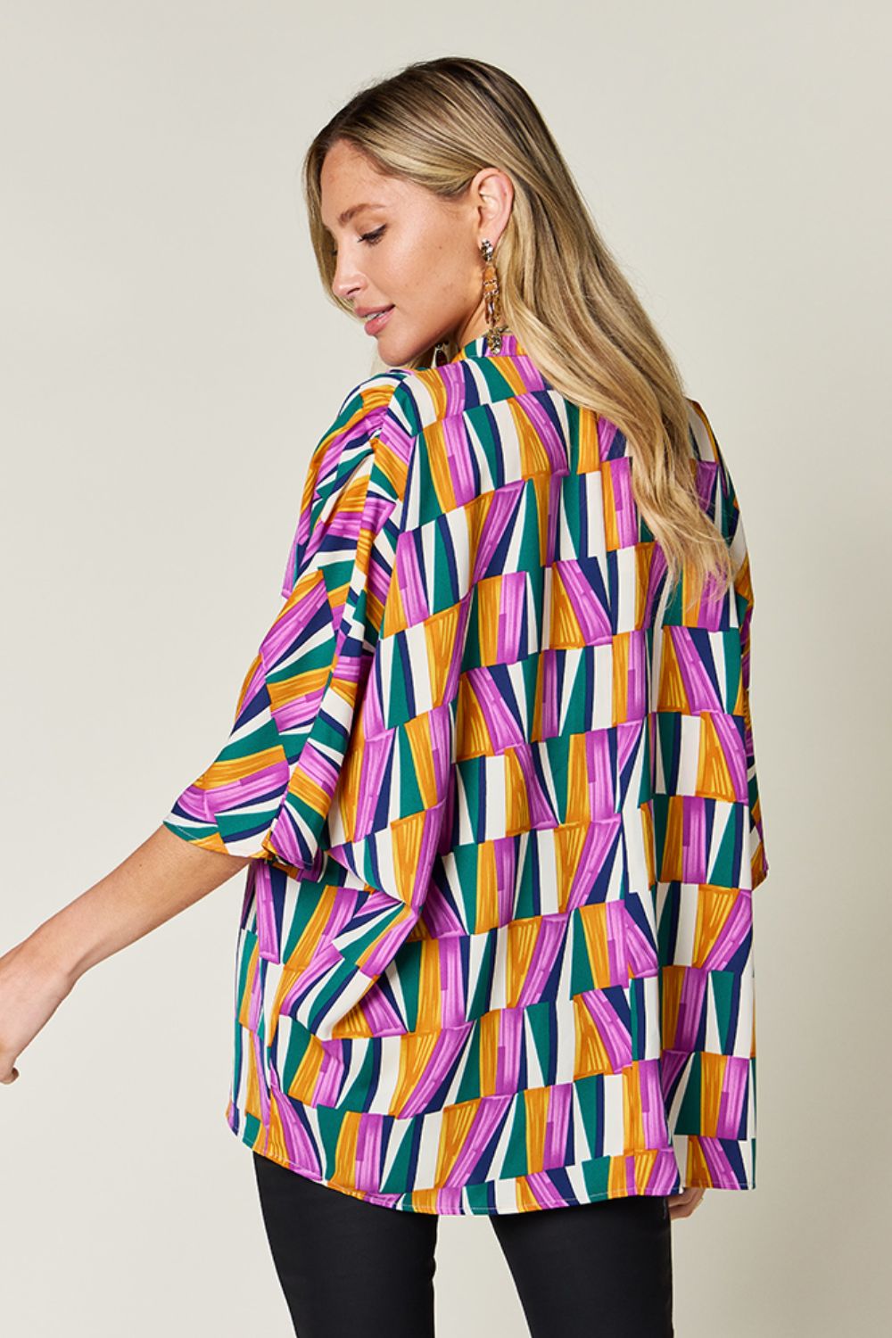 Double Take - Geometric Print Dolman Sleeve Top