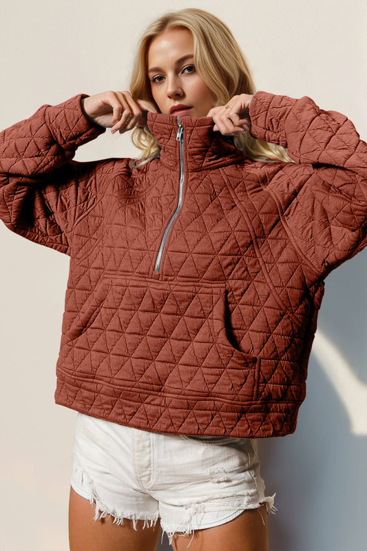 Double Take - Half Zip Quilted Sweatshirt