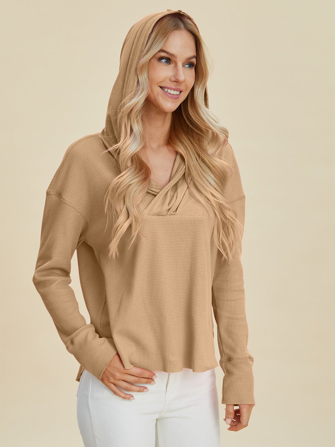 Double Take - High - Low Hem Dropped Shoulder Hoodie