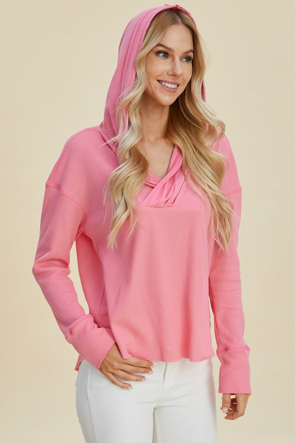 Double Take - High - Low Hem Dropped Shoulder Hoodie