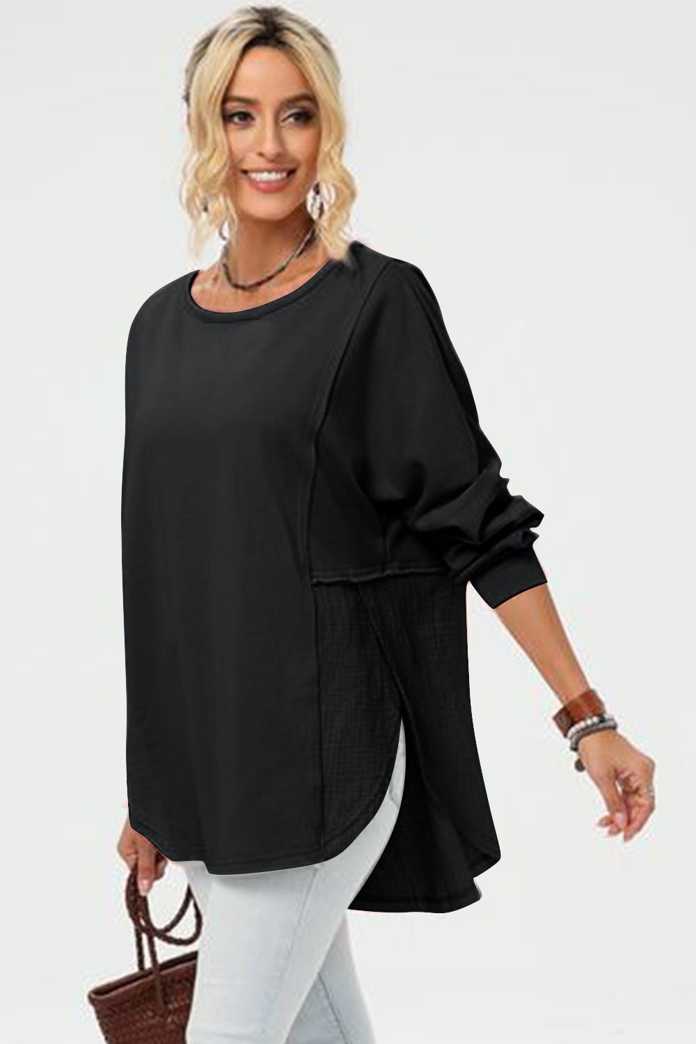 Double Take - Long Sleeve High - Low Hem T-Shirt