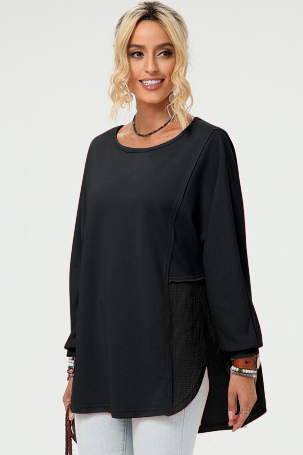 Double Take - Long Sleeve High - Low Hem T-Shirt