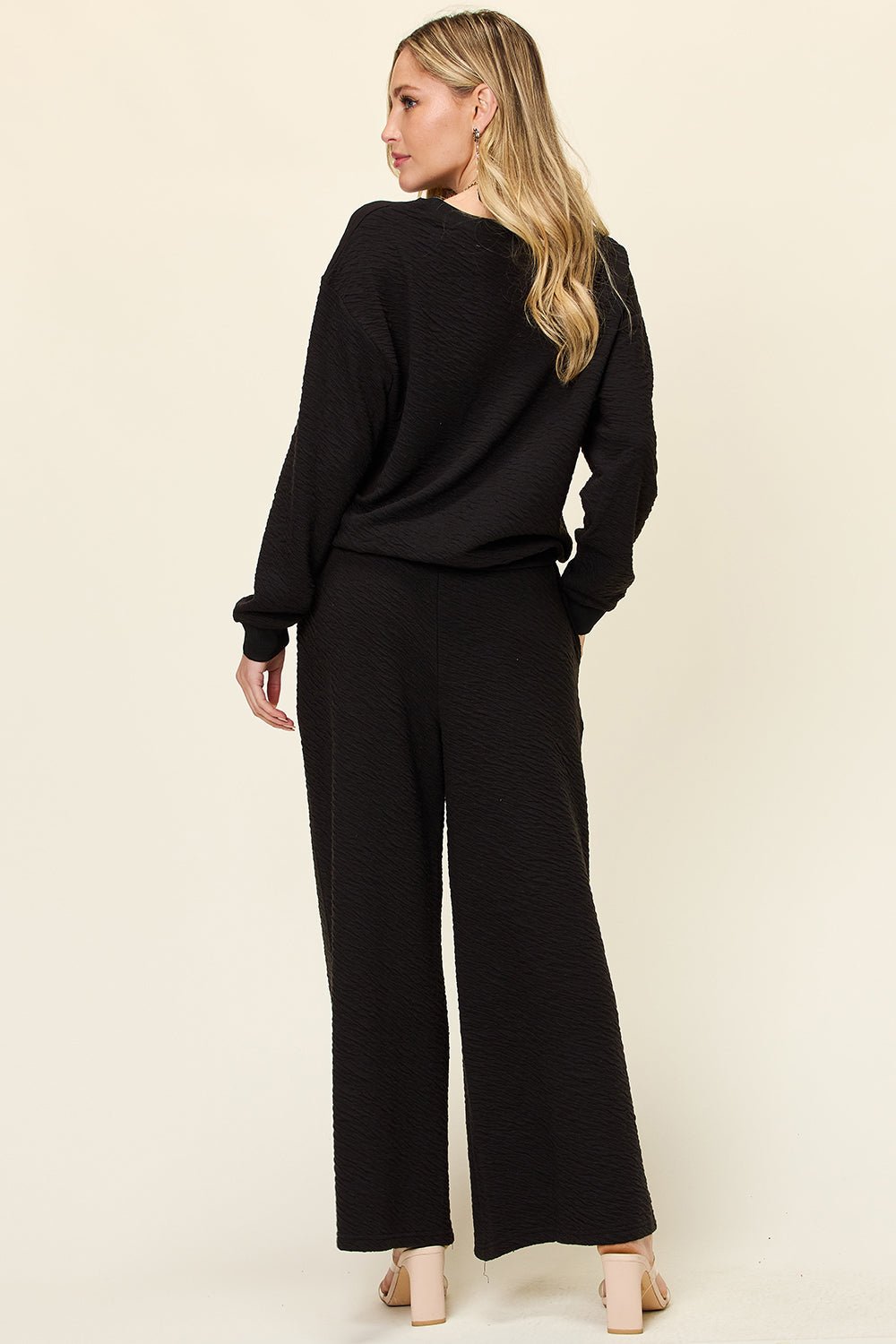 Double Take - Long Sleeve Top and Wide Leg Pants Set