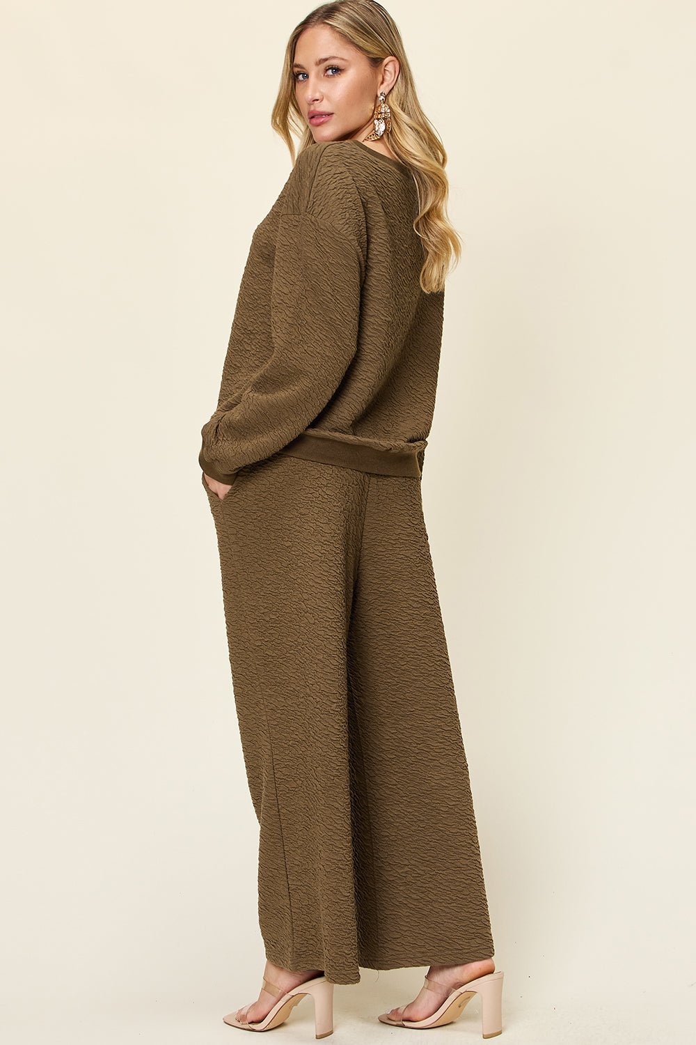 Double Take - Long Sleeve Top and Wide Leg Pants Set