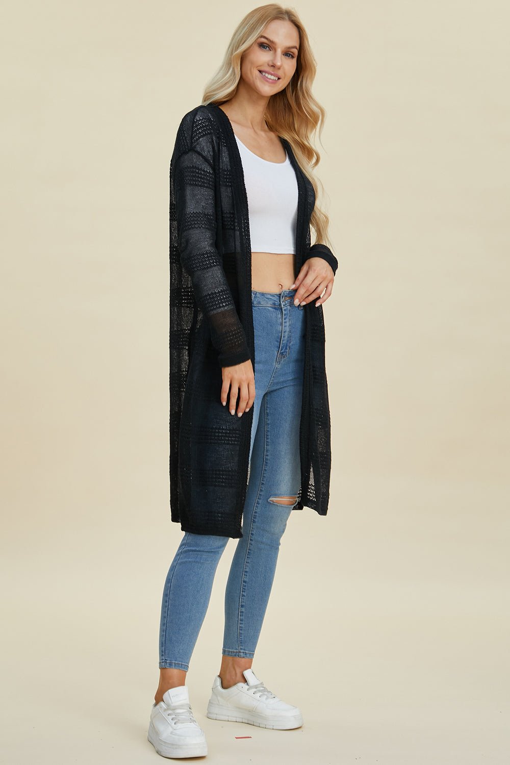 Double Take - Open Front Longline Cardigan