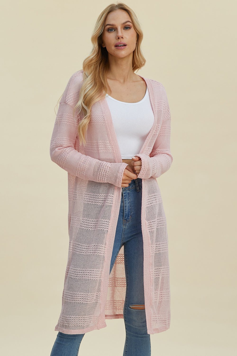 Double Take - Open Front Longline Cardigan