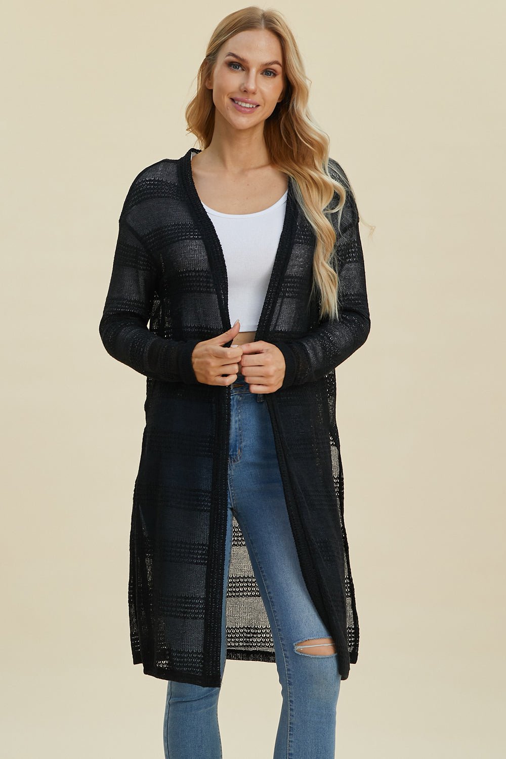 Double Take - Open Front Longline Cardigan