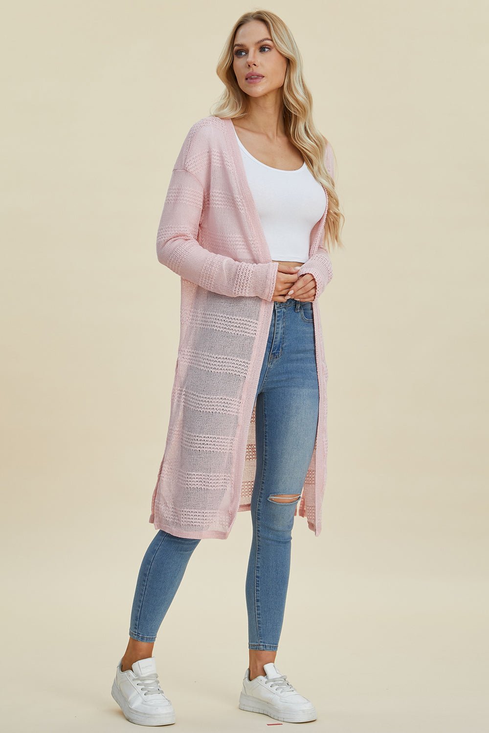 Double Take - Open Front Longline Cardigan