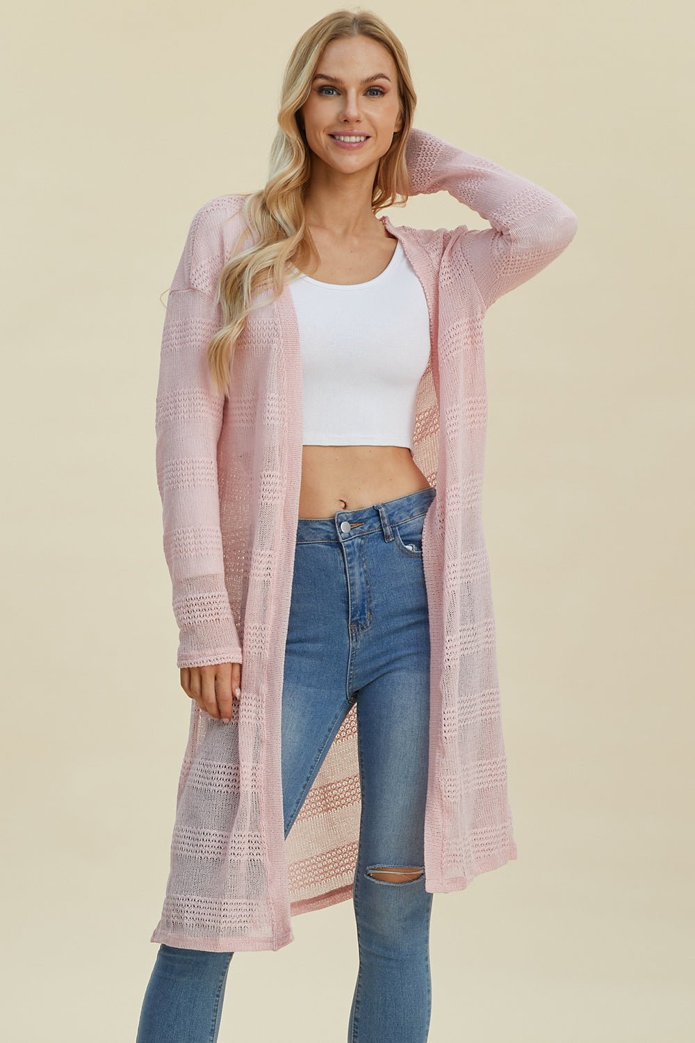 Double Take - Open Front Longline Cardigan