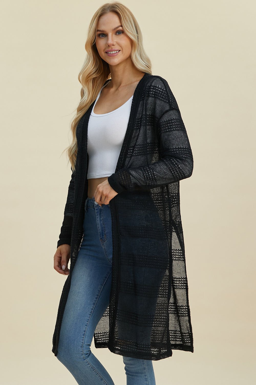 Double Take - Open Front Longline Cardigan