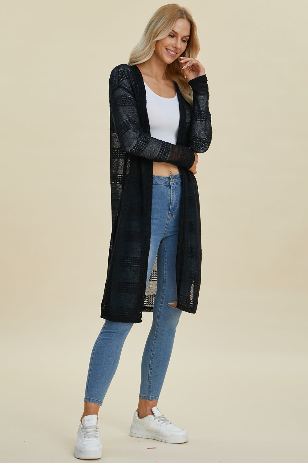 Double Take - Open Front Longline Cardigan