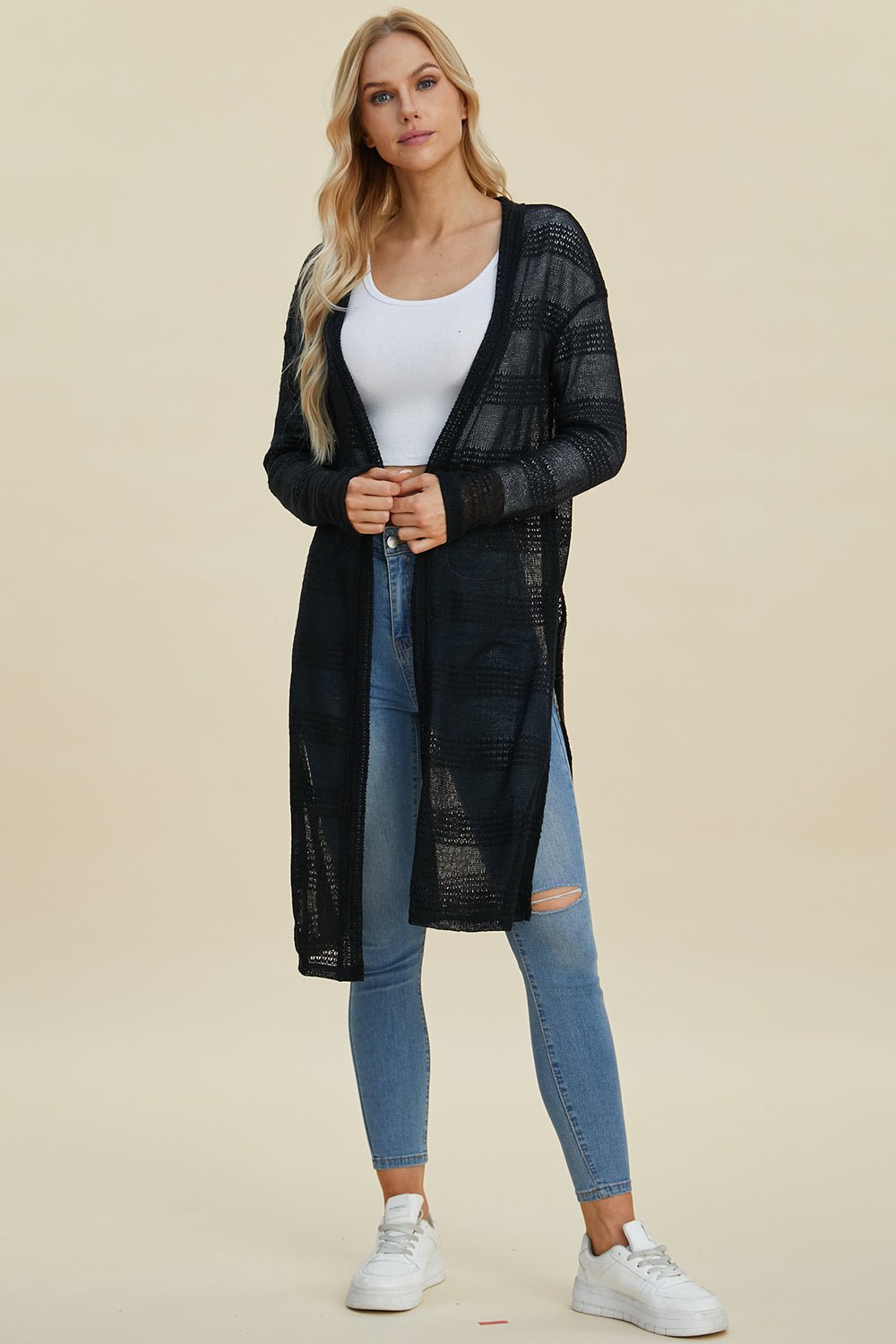 Double Take - Open Front Longline Cardigan