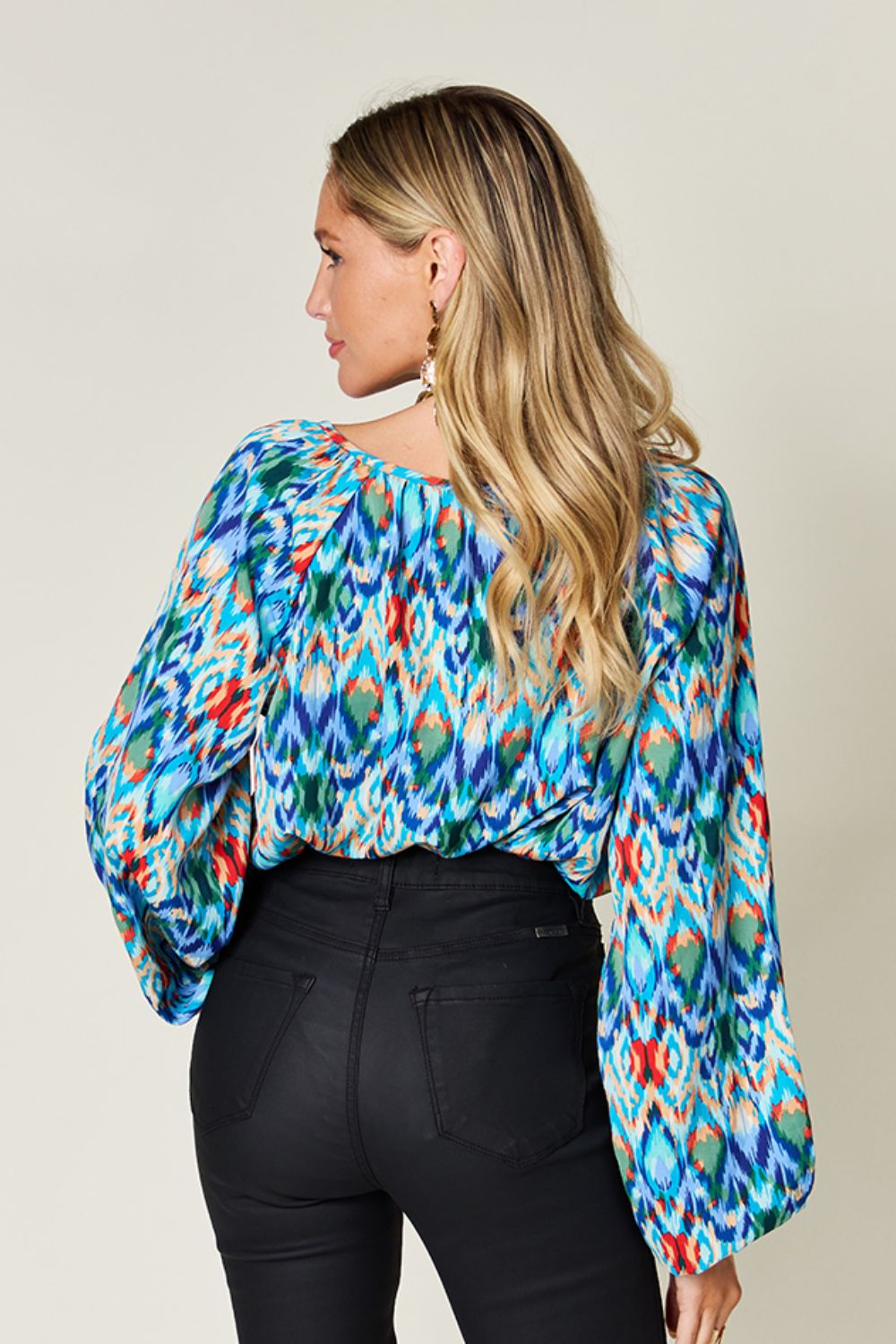 Double Take - Printed Balloon Sleeve Blouse