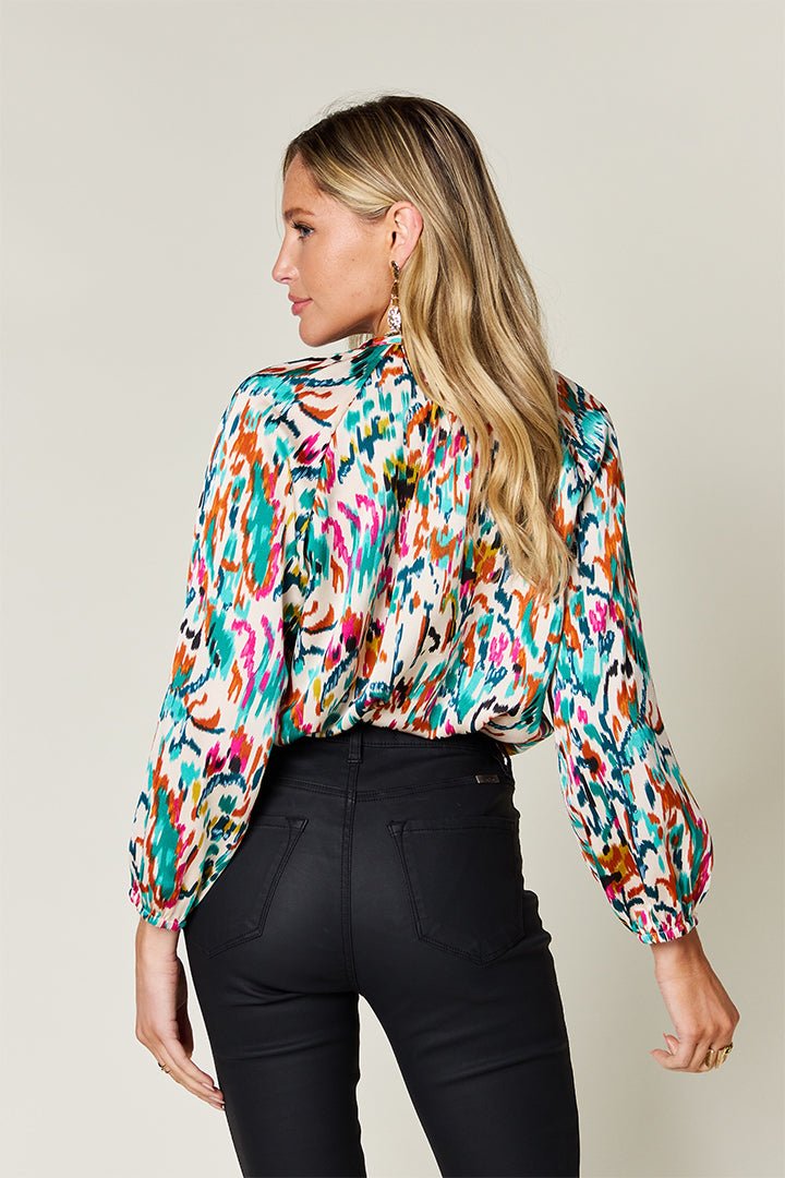 Double Take - Printed Button Up Long Sleeve Shirt