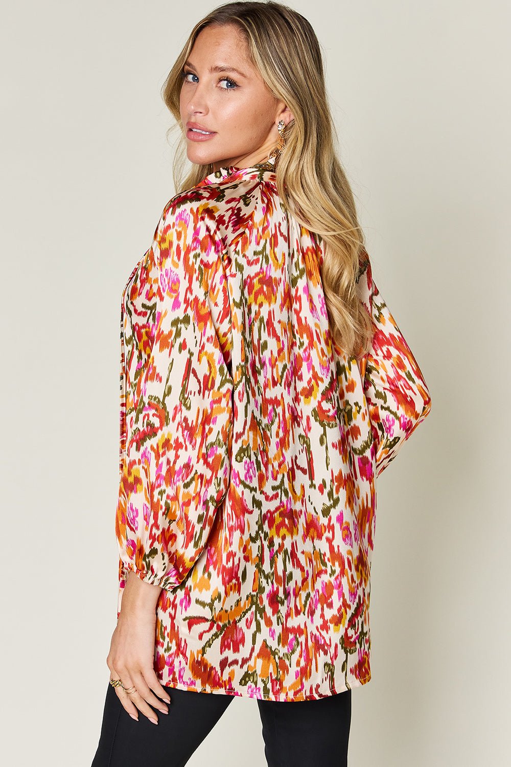 Double Take - Printed Button Up Long Sleeve Shirt