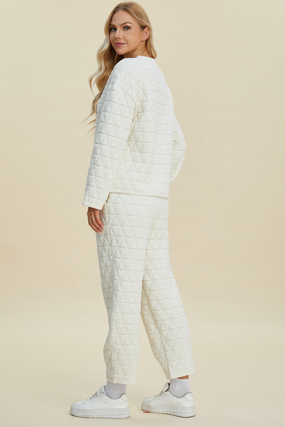 Double Take - Quilted Long Sleeve Top and Pants Set