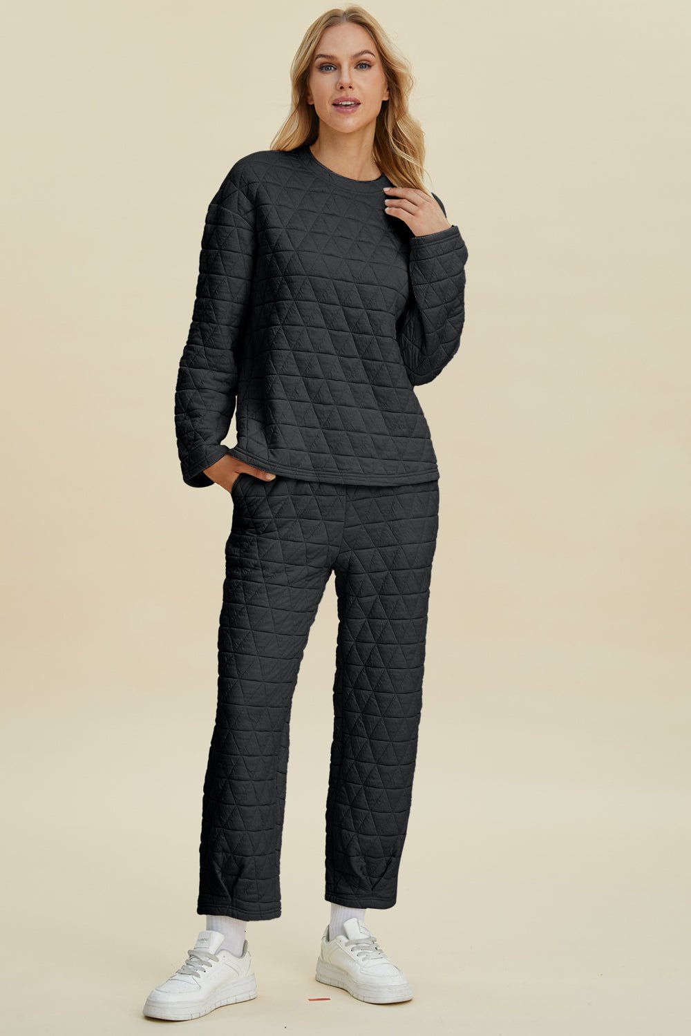 Double Take - Quilted Long Sleeve Top and Pants Set