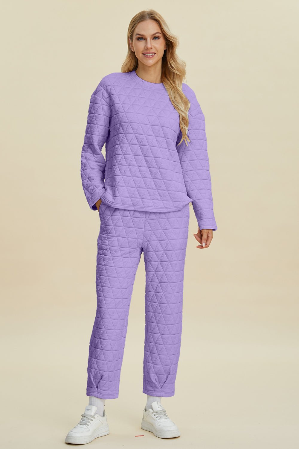 Double Take - Quilted Long Sleeve Top and Pants Set