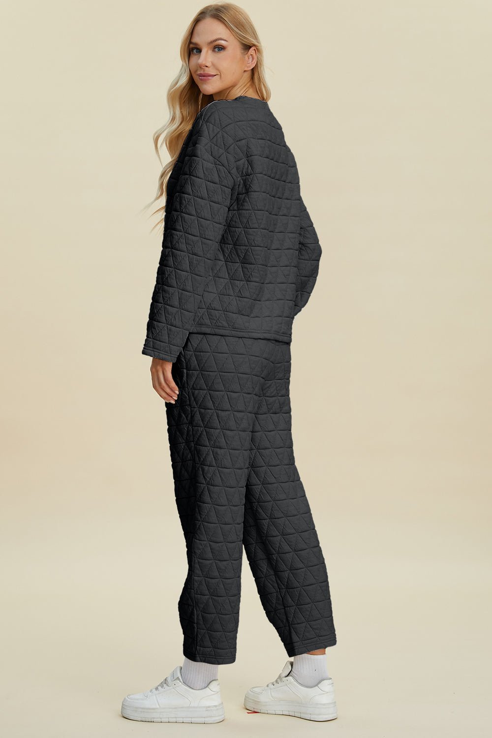 Double Take - Quilted Long Sleeve Top and Pants Set