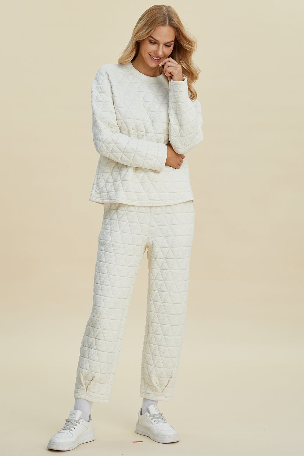 Double Take - Quilted Long Sleeve Top and Pants Set