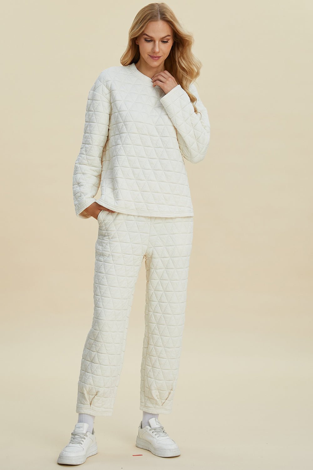 Double Take - Quilted Long Sleeve Top and Pants Set