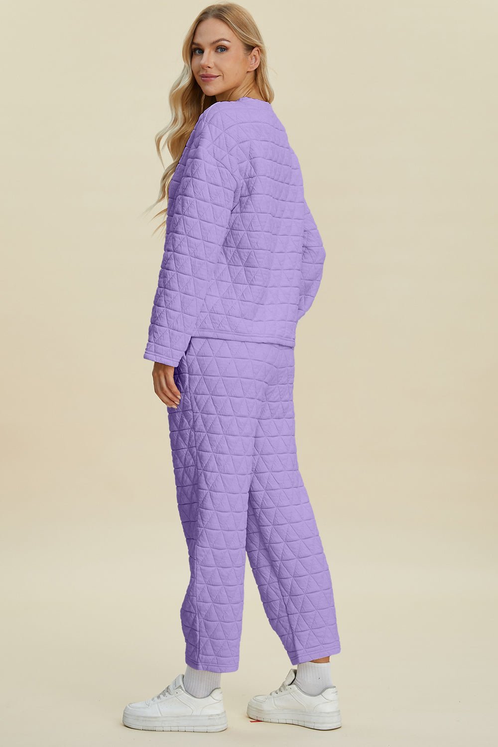 Double Take - Quilted Long Sleeve Top and Pants Set