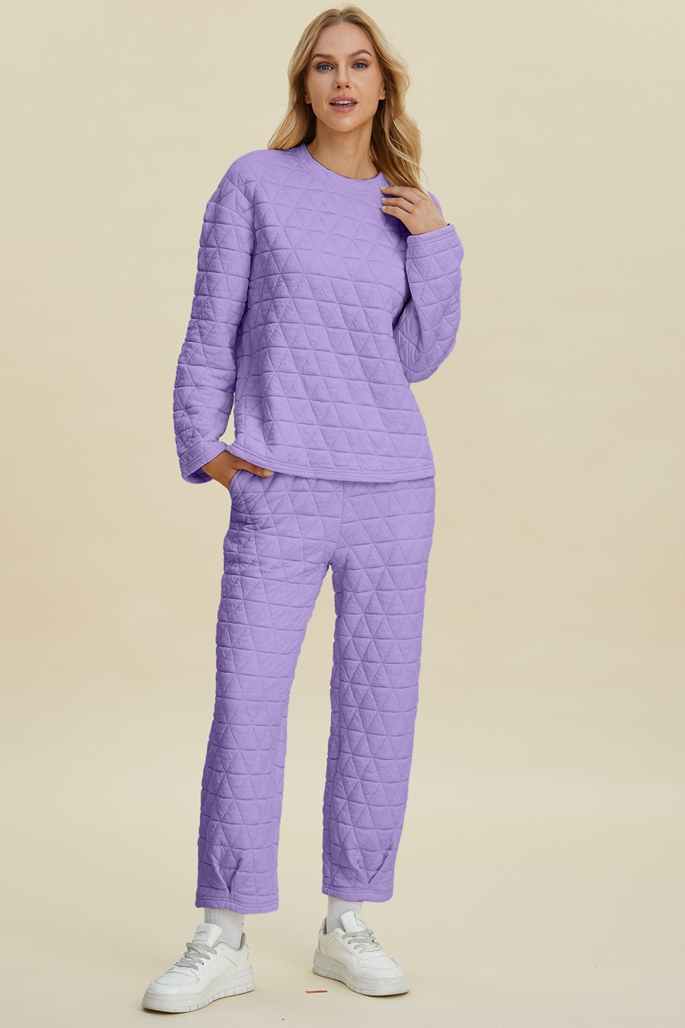 Double Take - Quilted Long Sleeve Top and Pants Set