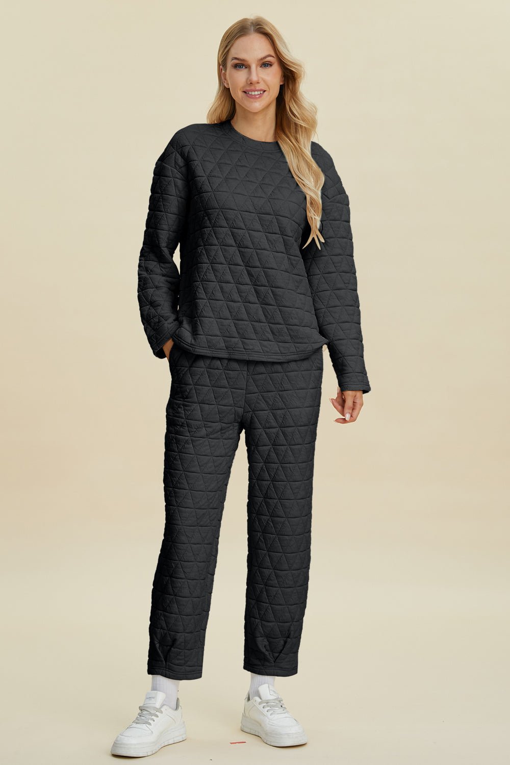 Double Take - Quilted Long Sleeve Top and Pants Set