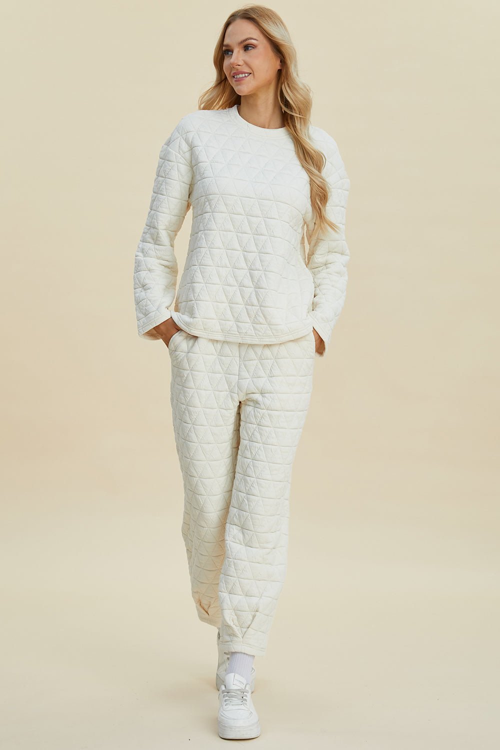 Double Take - Quilted Long Sleeve Top and Pants Set