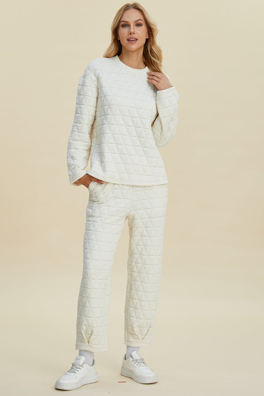 Double Take - Quilted Long Sleeve Top and Pants Set