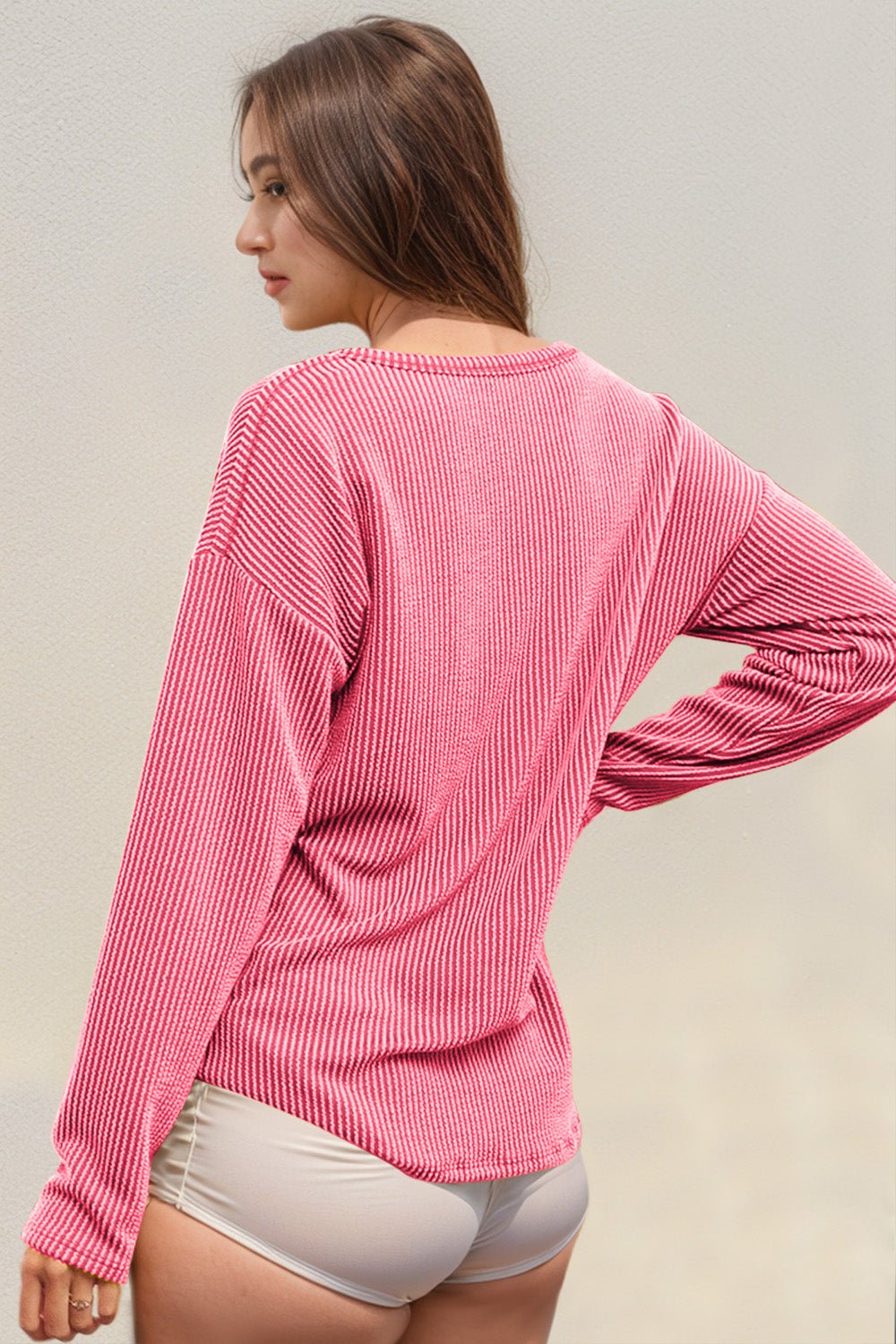 Double Take - Rib Knit Long Sleeve T-Shirt