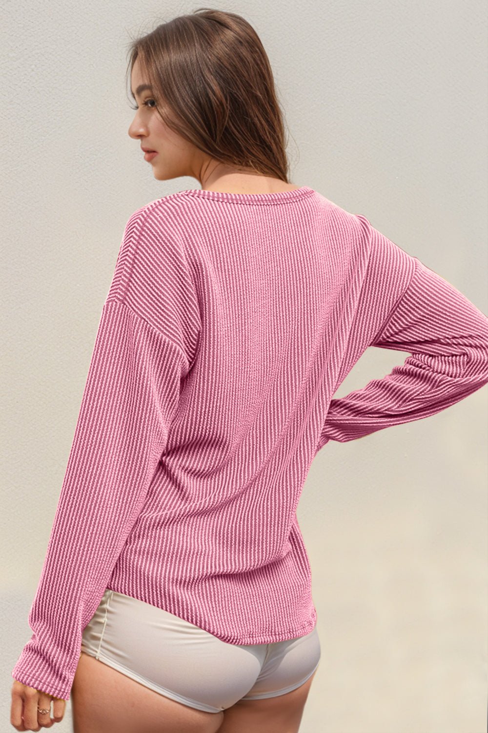 Double Take - Rib Knit Long Sleeve T-Shirt