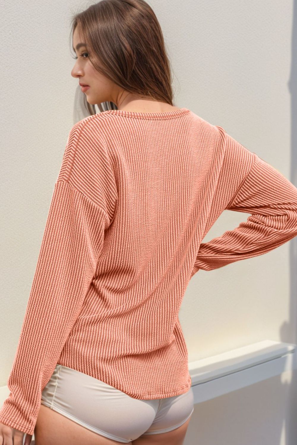 Double Take - Rib Knit Long Sleeve T-Shirt