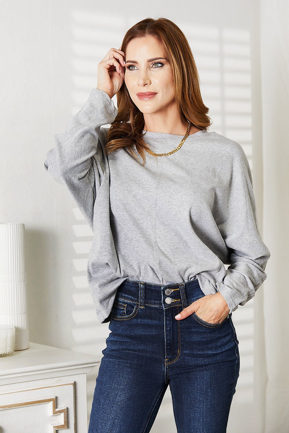 Double Take - Seam Detail Long Sleeve Top