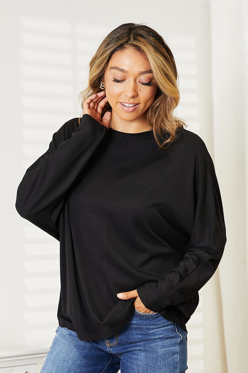 Double Take - Seam Detail Long Sleeve Top