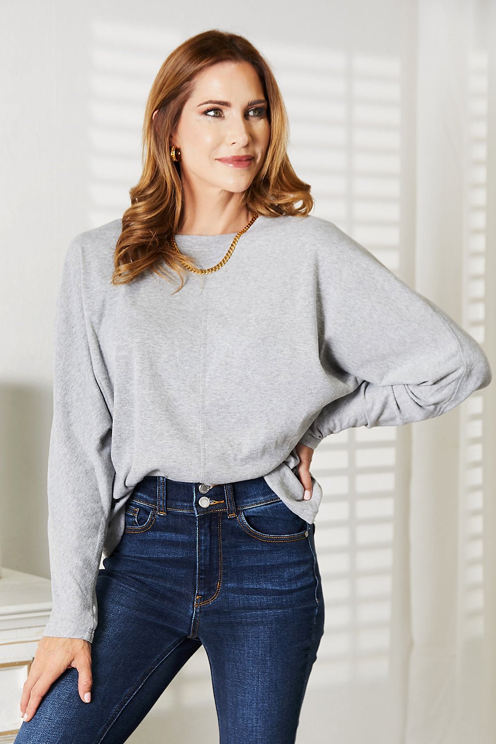 Double Take - Seam Detail Long Sleeve Top