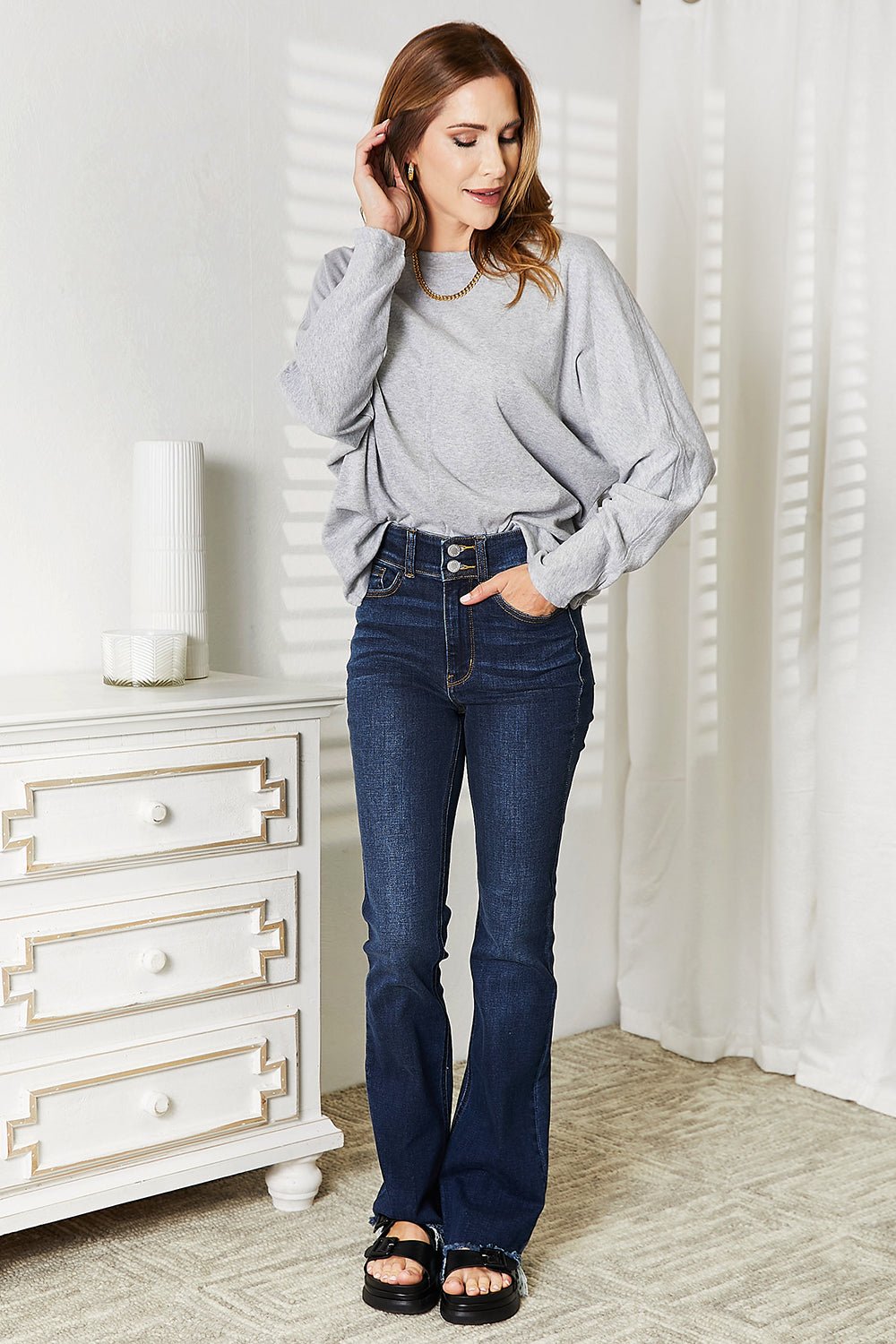 Double Take - Seam Detail Long Sleeve Top