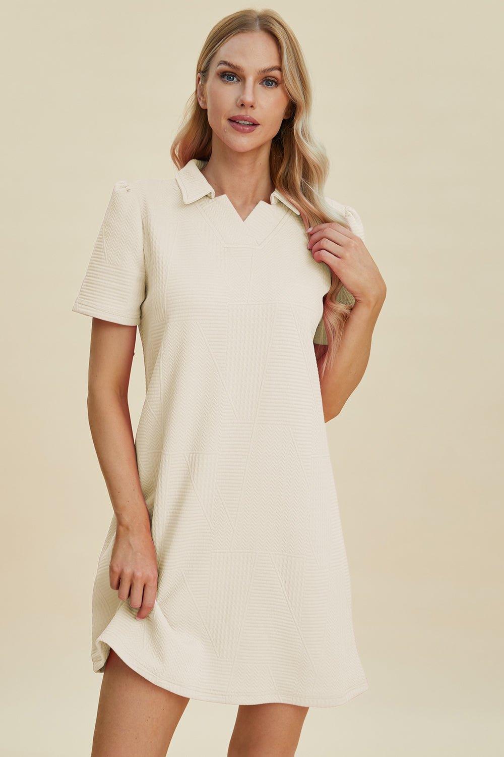 Double Take - Short Sleeve Polo Mini Dress