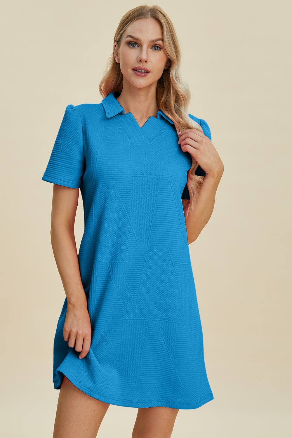 Double Take - Short Sleeve Polo Mini Dress