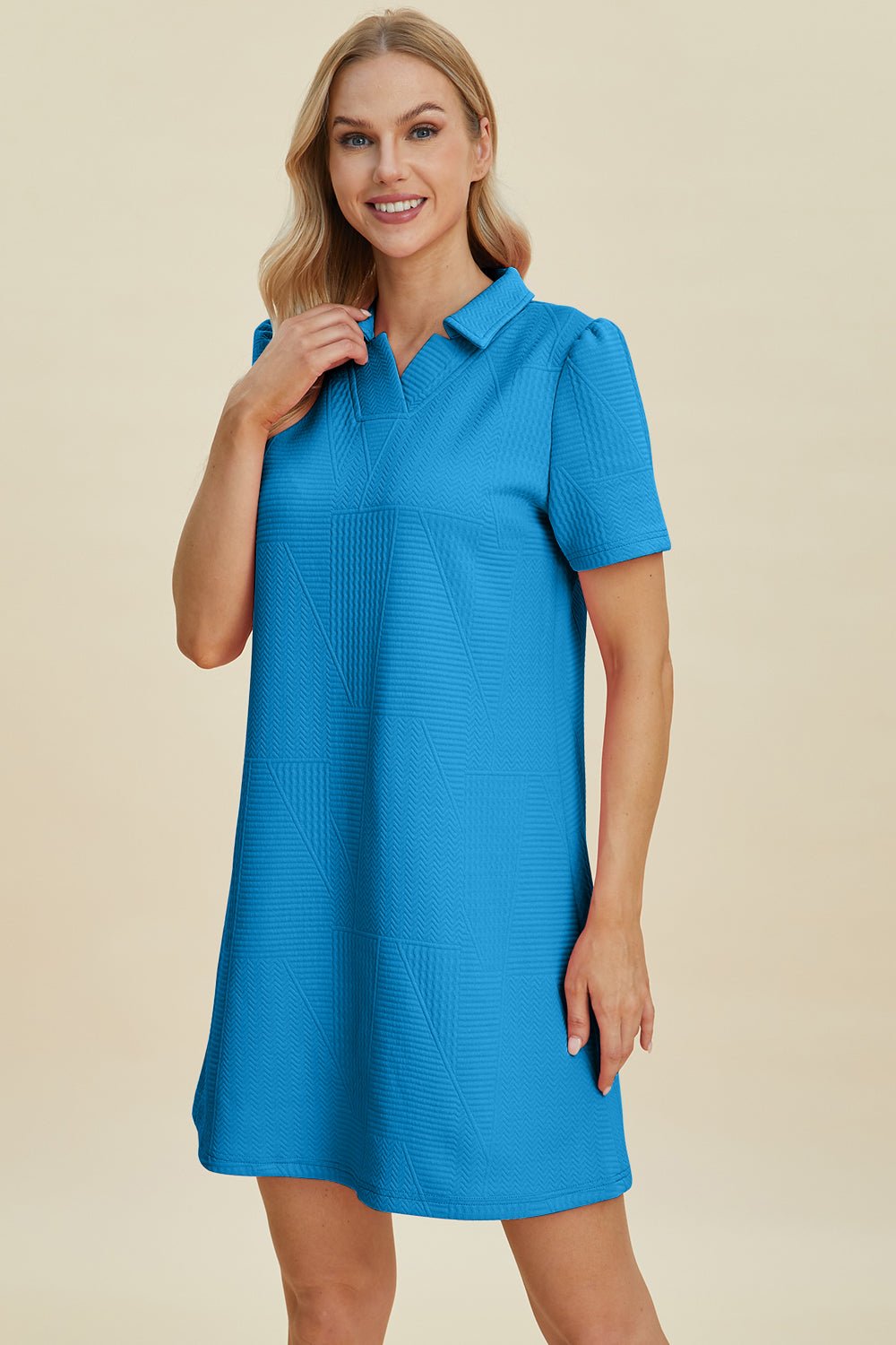 Double Take - Short Sleeve Polo Mini Dress