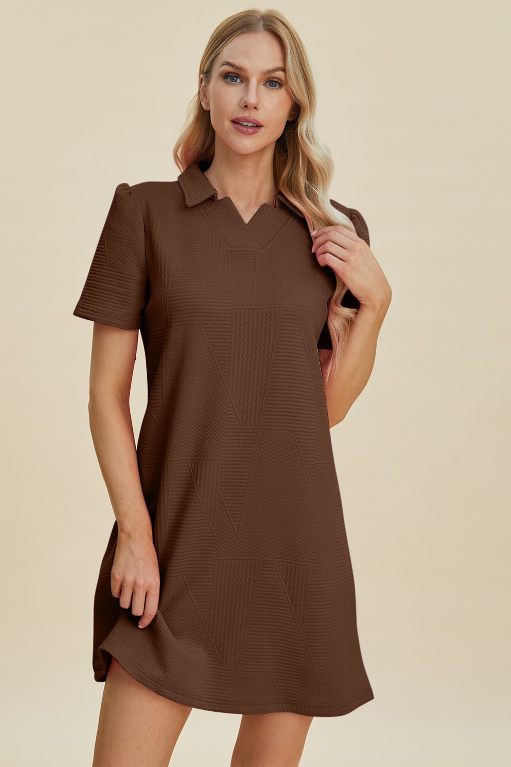 Double Take - Short Sleeve Polo Mini Dress