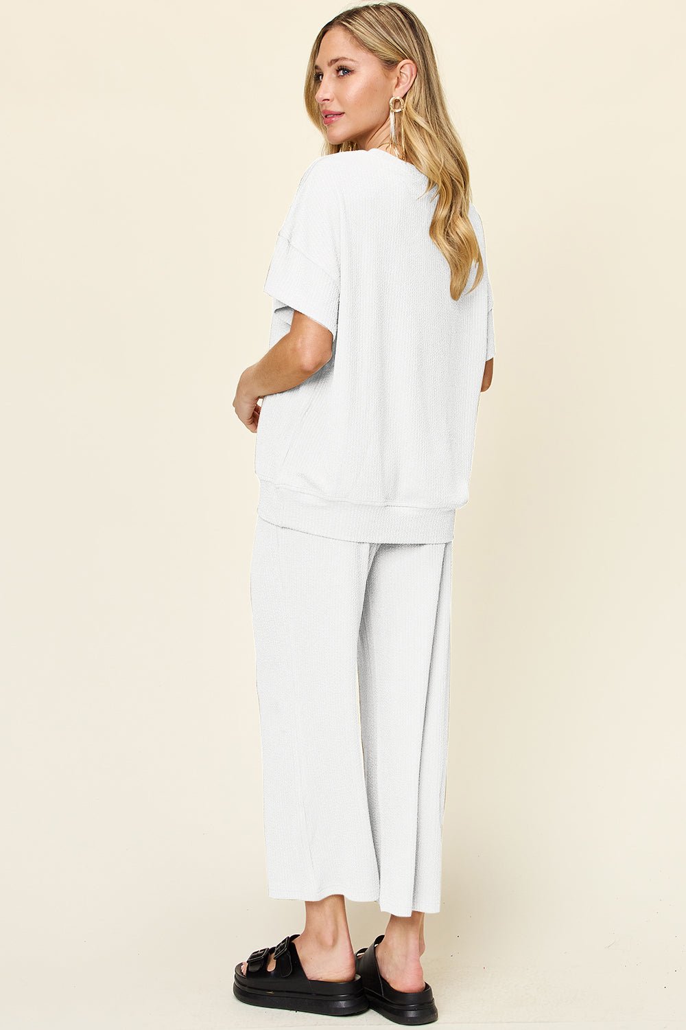 Double Take - Short Sleeve T-Shirt and Wide Leg Pants Set