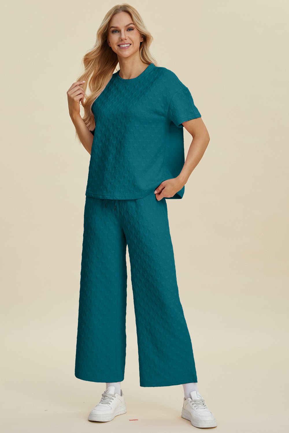 Double Take - Short Sleeve Top and Pants Set